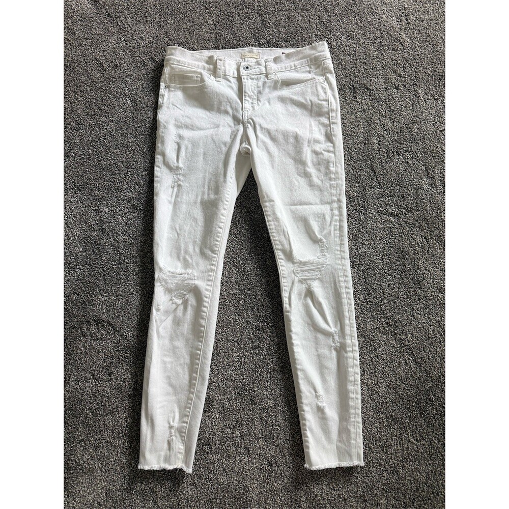 Stevie Hender Jeans Womens Size 9 White Skinny Slim Distressed Raw Hem